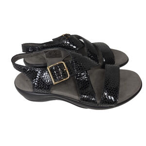 SAS Sandals Womens 6.5 Black Strappy Lagenlook Cottagecore Comfort Made In USA